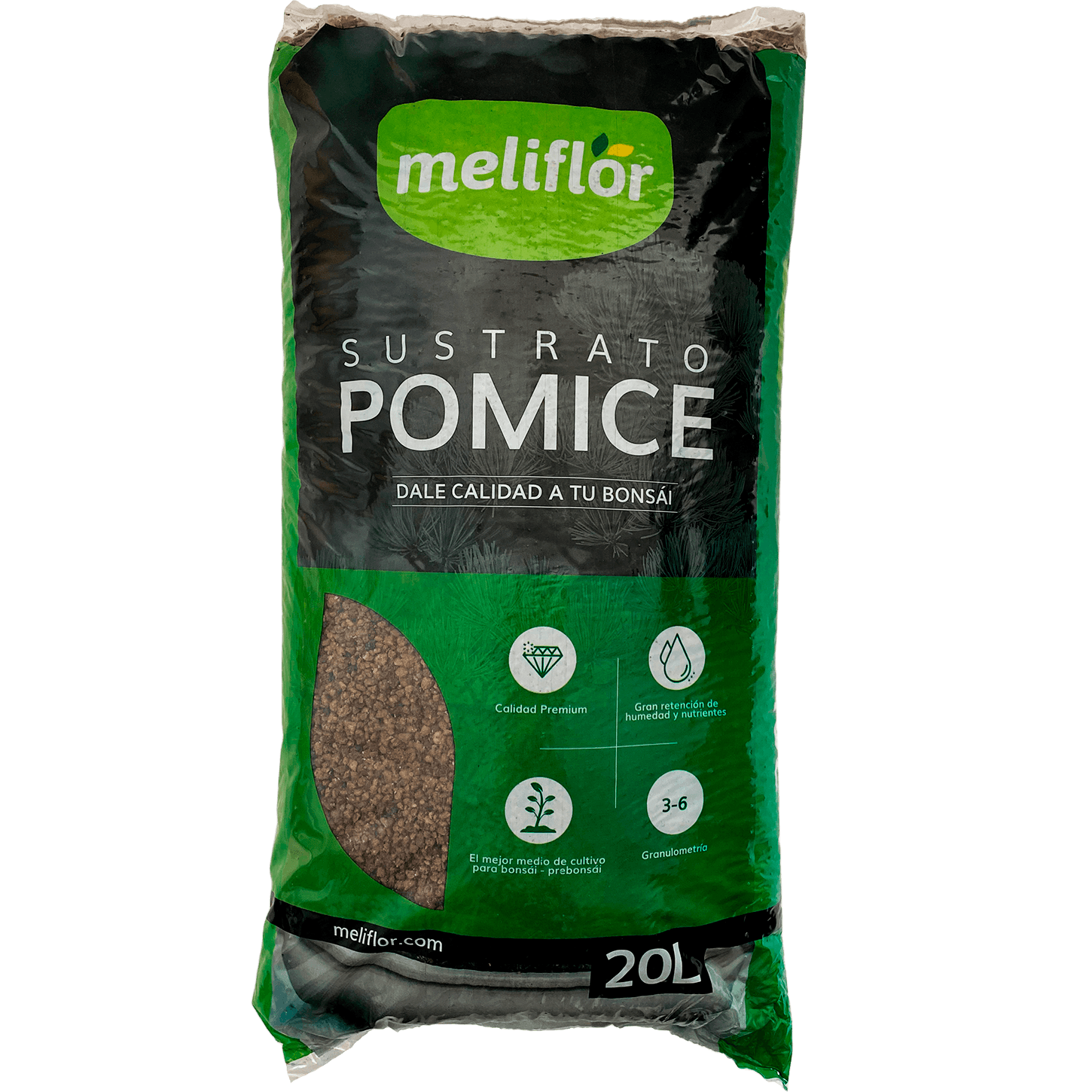 Sustrato Meliflor para Bonsai Pomice (3-6mm) 20L Sustrato Meliflor para Bonsai Pomice (3-6mm) 20L