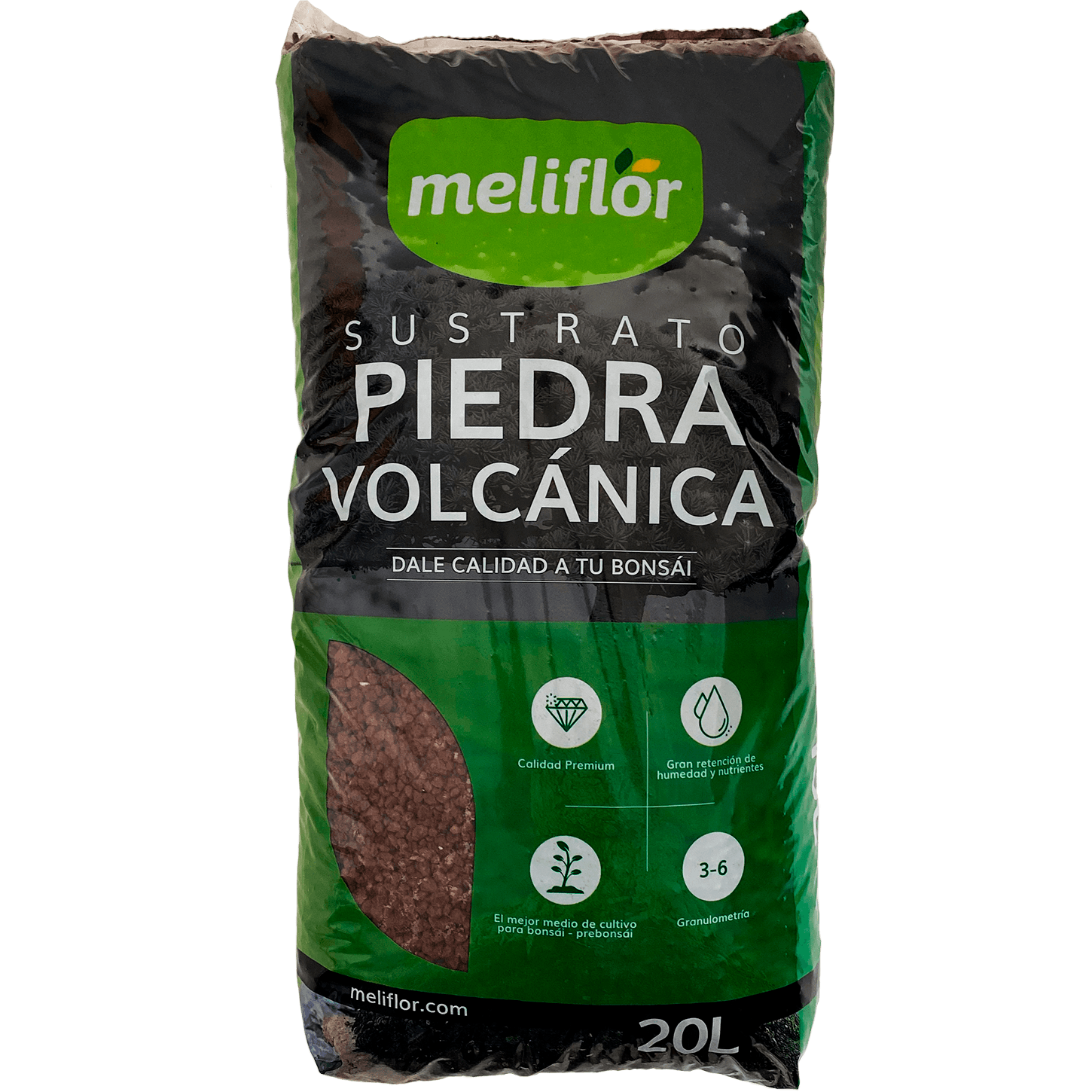 Sustrato Meliflor para Bonsai Roca Volcánica (Puzolana Roja Cribada) 20L Sustrato Meliflor para Bonsai Roca Volcánica (Puzolana Roja Cribada) 20L